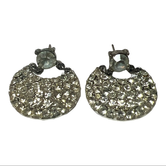 Large Vintage Rhinestone Drop Earrings, For Pierced Ears - Picture 2 of 3